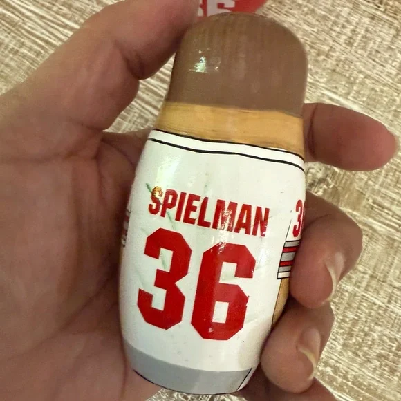 Ohio State Buckeyes Chris Spielman Red and White Nesting Dolls, Set of 3 - Picture 9 of 11